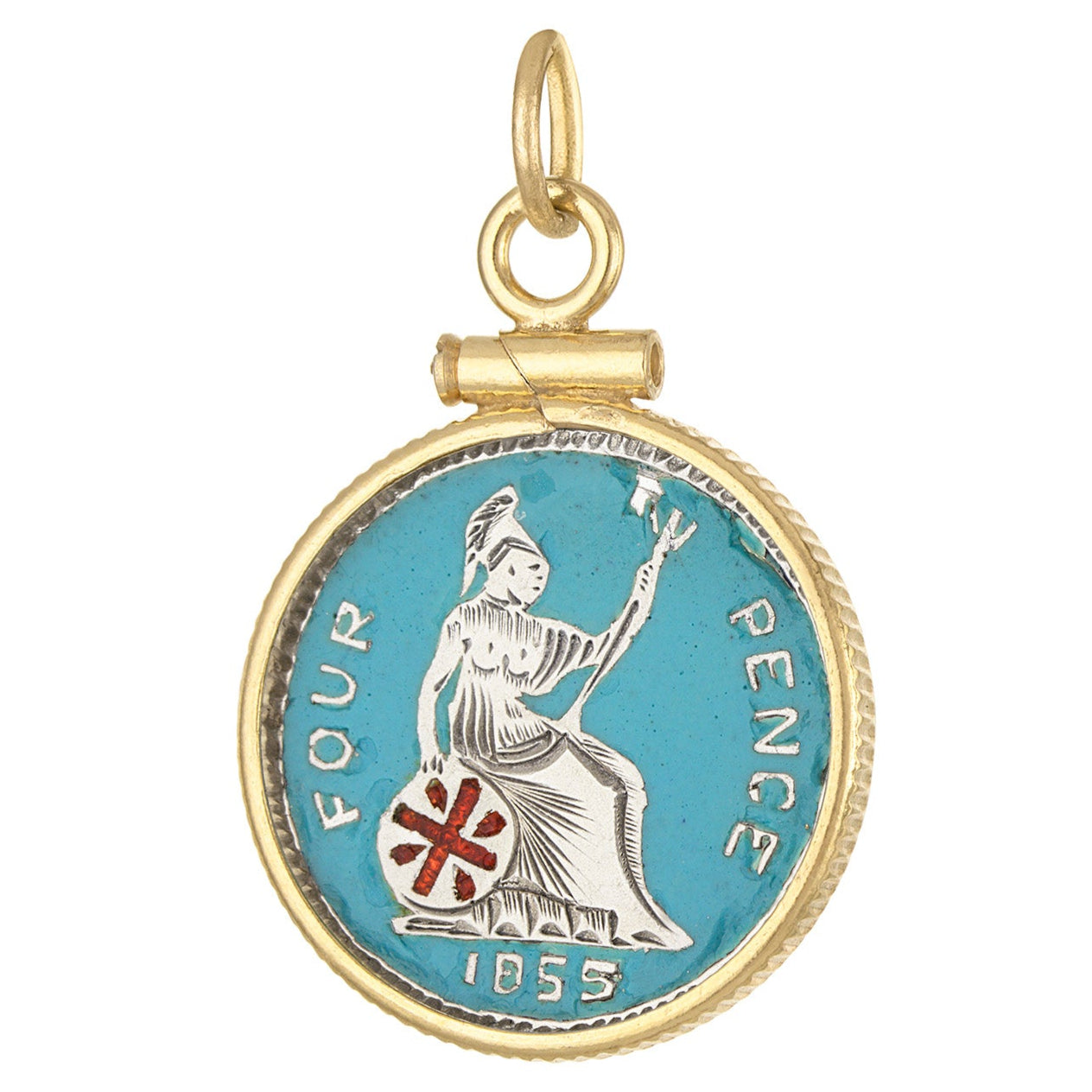 Vintage Hand-Painted Queen Elizabeth Coin 14k Gold Charm